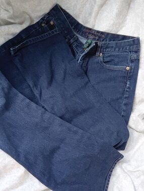 Ralph Lauren Indigo Blue Denim Jeans with Brass Accents